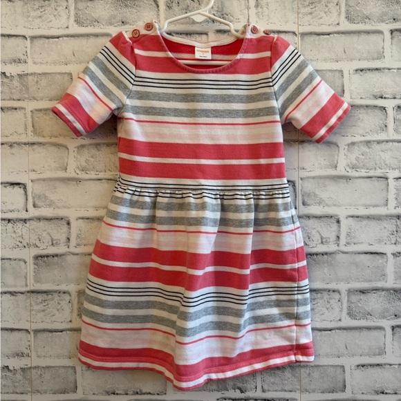 SOLD!! Little girl Gymboree multi color stripe short sleeve sweatshirt dress 6 - Picture 1 of 4